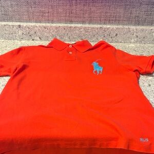 Ralph Lauren Mens Custom Polo Shirt in Red with Blue Big Pony